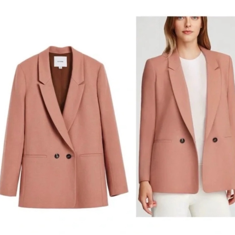Cuyana Wool Double Breasted Blazer in Dusty Rose - XS